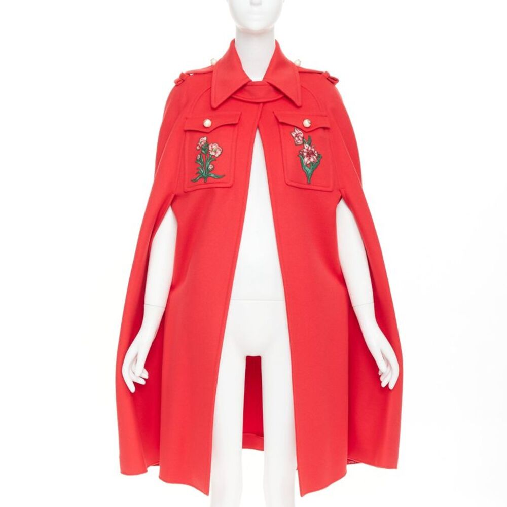 Gucci 2016 Wool Embroidered Cape Coat